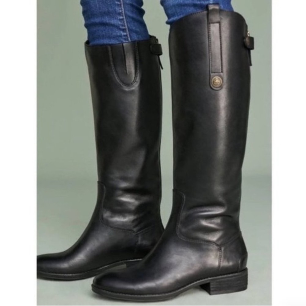 Sam Edelman black leather penny tall boots women's 8